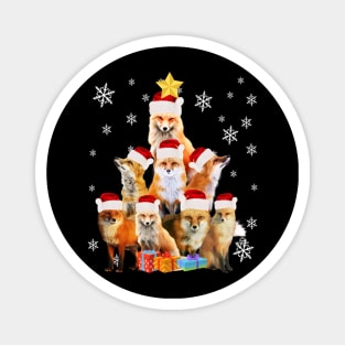 christmas fox tree  for upcoming Xmas holidays Magnet